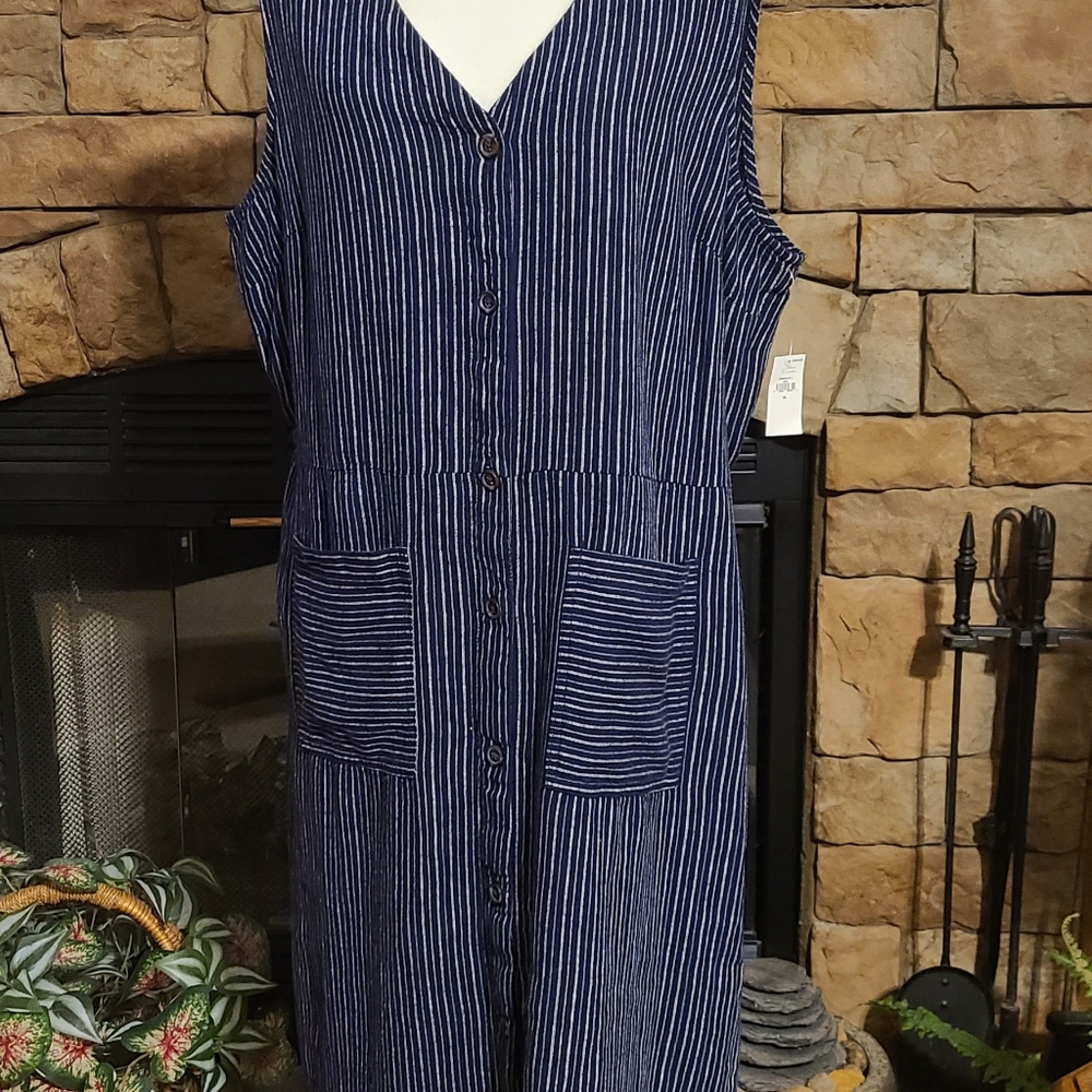 NWT Old Navy Striped Linen Sleeveless Dress